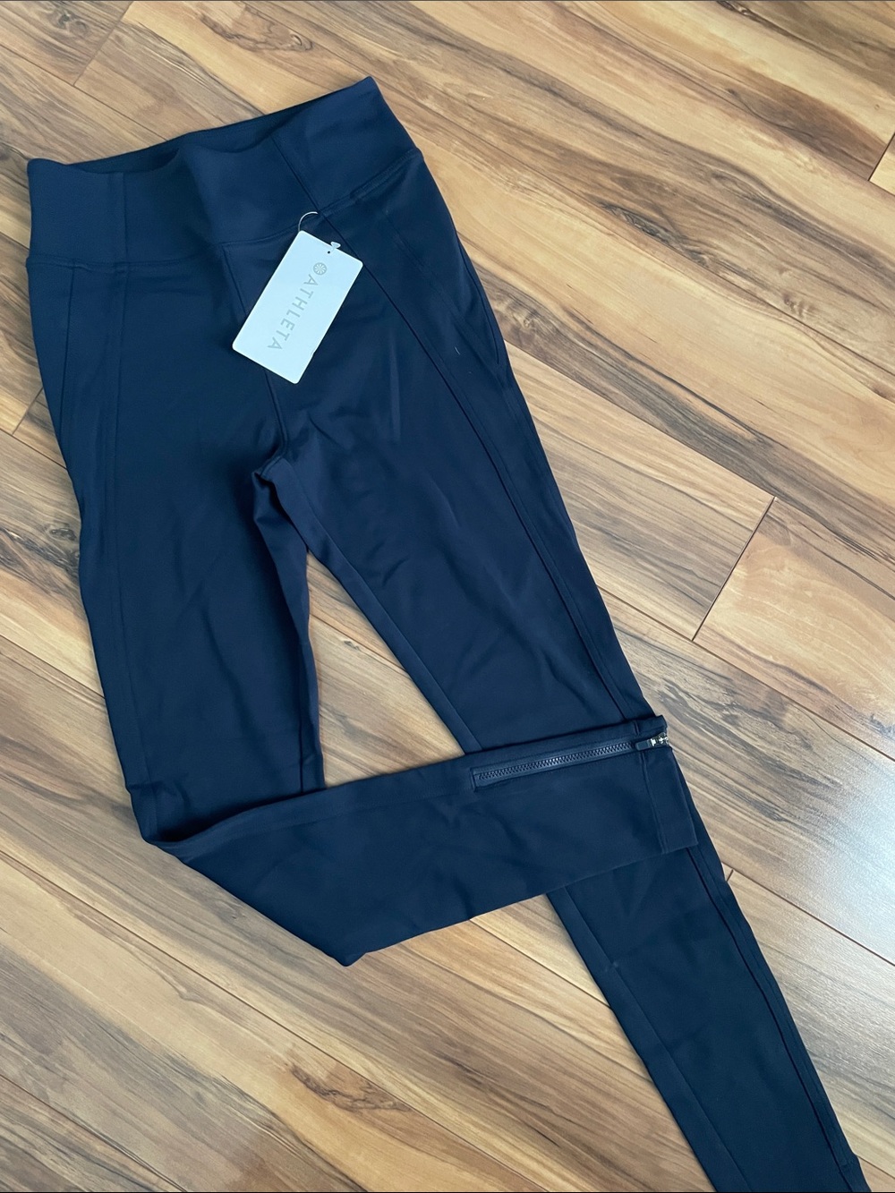 Athleta Women’s Delancey Blue Performance Leggings with Ankle Zipper size XS